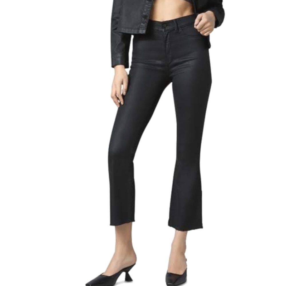DL1962 Bridget Instasculpt High Rise Coated Crop Jeans W31 black